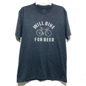 Magic Pine Will Ride for Beer Shirt Short Sleeve Graphic Tee Shirt Gray Sz Large